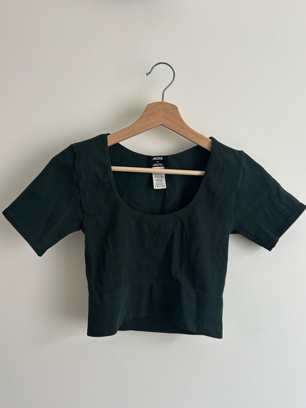 Ardene Black Ribbed Scoop Neck Crop Top